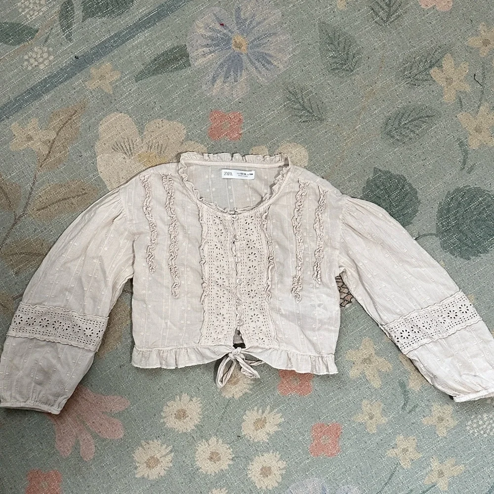 Zara Beige Lace Top kids size 13/14 - Picture 2 of 5